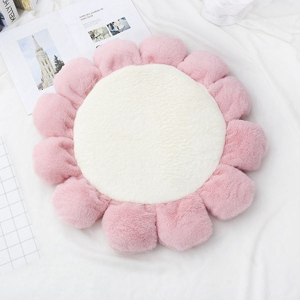 4 Colors Warm Fleece Flower Dog Cat Mat Bed Round Pet Lounger Cushion For Pet Dogs & Cats Winter Dog Kennel Christmas Puppy Mat