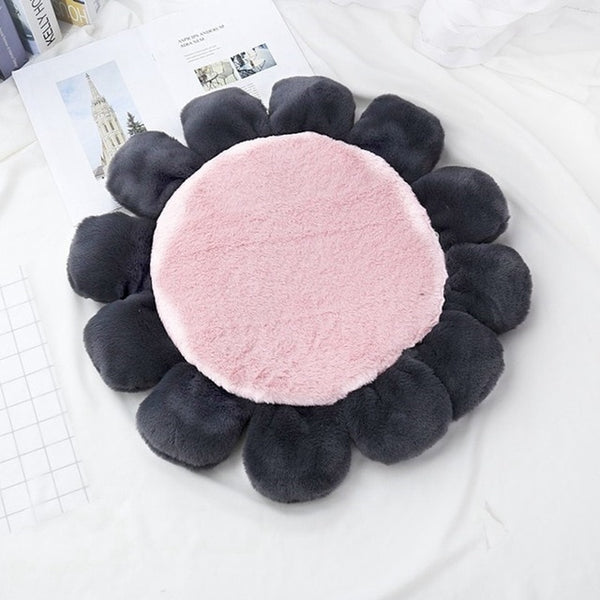 4 Colors Warm Fleece Flower Dog Cat Mat Bed Round Pet Lounger Cushion For Pet Dogs & Cats Winter Dog Kennel Christmas Puppy Mat