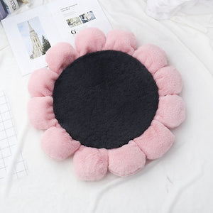 4 Colors Warm Fleece Flower Dog Cat Mat Bed Round Pet Lounger Cushion For Pet Dogs & Cats Winter Dog Kennel Christmas Puppy Mat