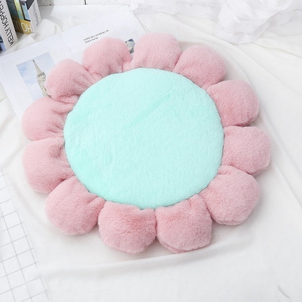 4 Colors Warm Fleece Flower Dog Cat Mat Bed Round Pet Lounger Cushion For Pet Dogs & Cats Winter Dog Kennel Christmas Puppy Mat