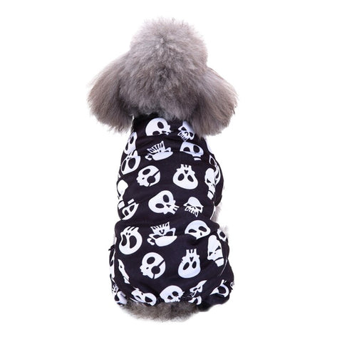 Skull Print Halloween Dog Coat Winter Warm Pet Dog Clothes cotton Cat Puppy Dogs Coat Jackets1