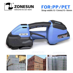 ZONESUN ORT-260 Swiss Made Battery Powered Plastic Strap Tool PP/PET Strapping Machine Automatic Sealless Combo Strapping Tool