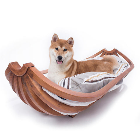 Large canine medium-sized dog Labrador pet furniture banana boat dog nest pet bed solid wood dog bed